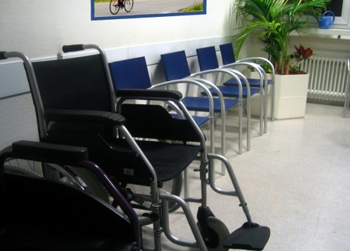 wheelchair in a waiting room