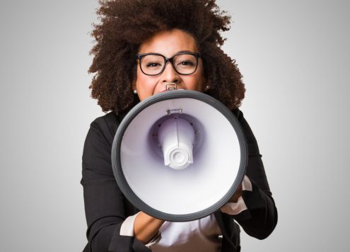Women with a megaphone