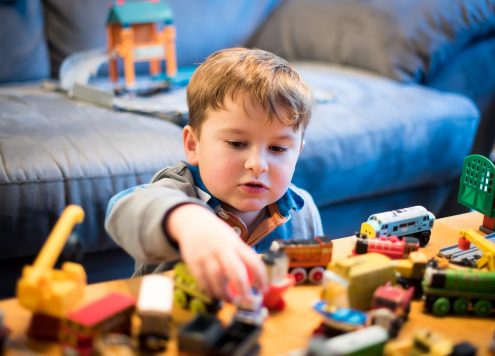 Child playing with toys