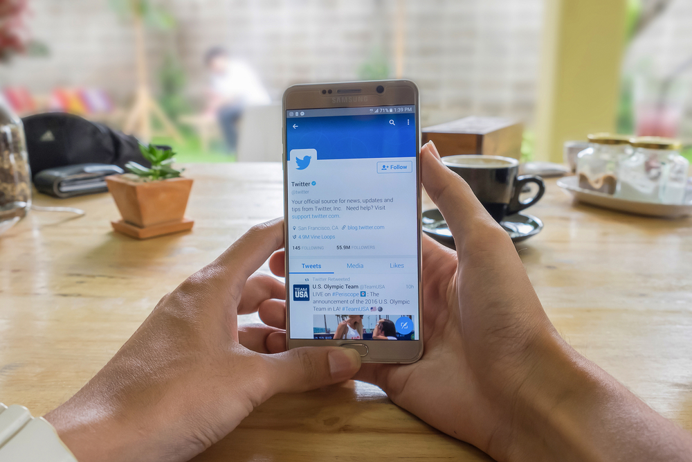 Smartphone with Twitter open