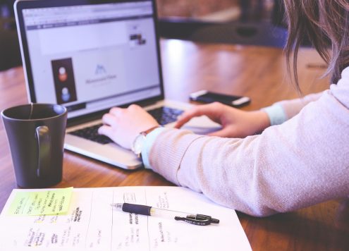 Woman working at a laptop