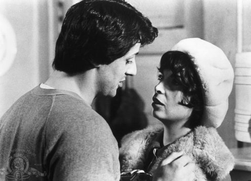 Still from the film Rocky of Rocky (Sylvester Stallone) and Adrian (Talia Shire)