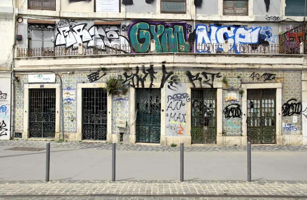 Cheap gym membership Munich - Old Door in the Streets of Lisbon, Portugal, April 2022